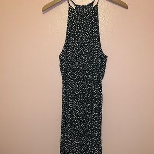 Long white and black polka dot dress